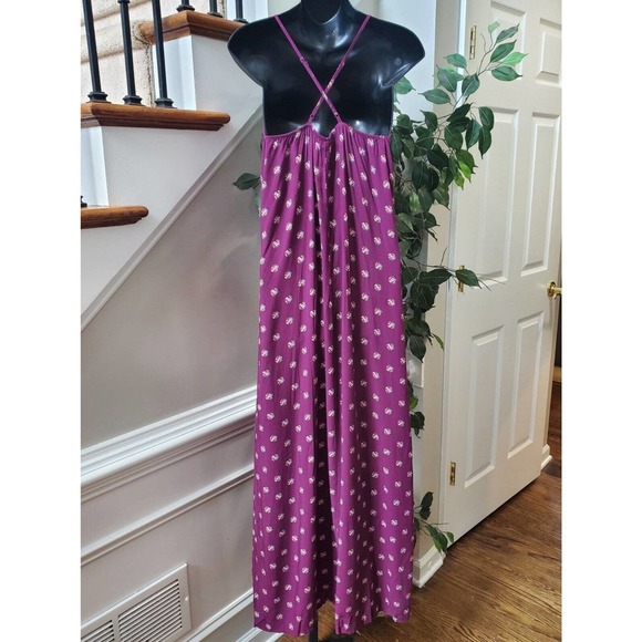 Old Navy Womens Purple Floral Rayon Scoop Neck Sleeveless Long Maxi Dress Size M - Picture 3 of 16